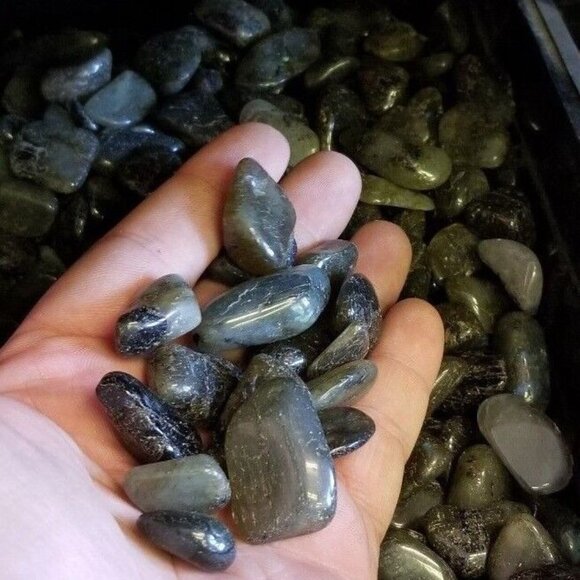 1/4 lb Tumbled Labradorite Gemstone Crystals 40-60 Stones Gem Rock Specimens - Picture 6 of 7
